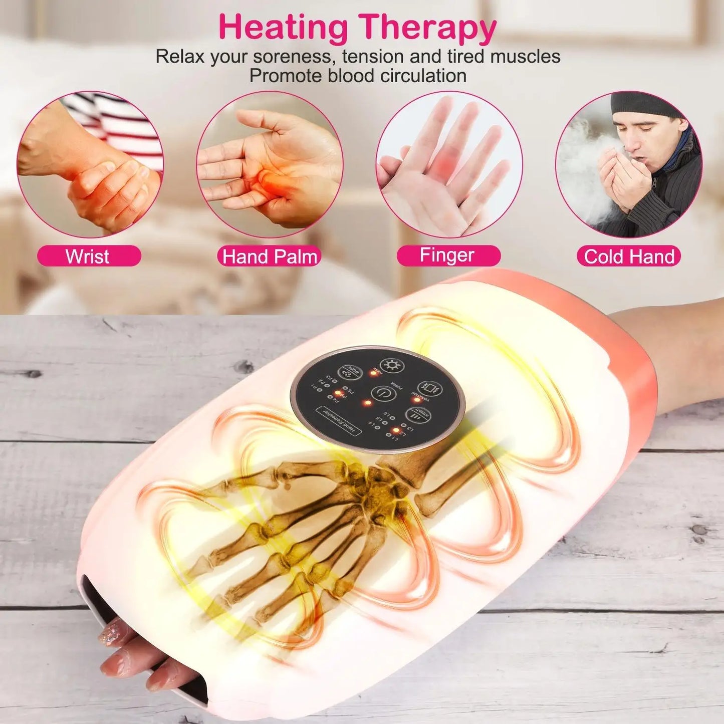 Hand Massager Compression & Heat - 6 Pressure Levels