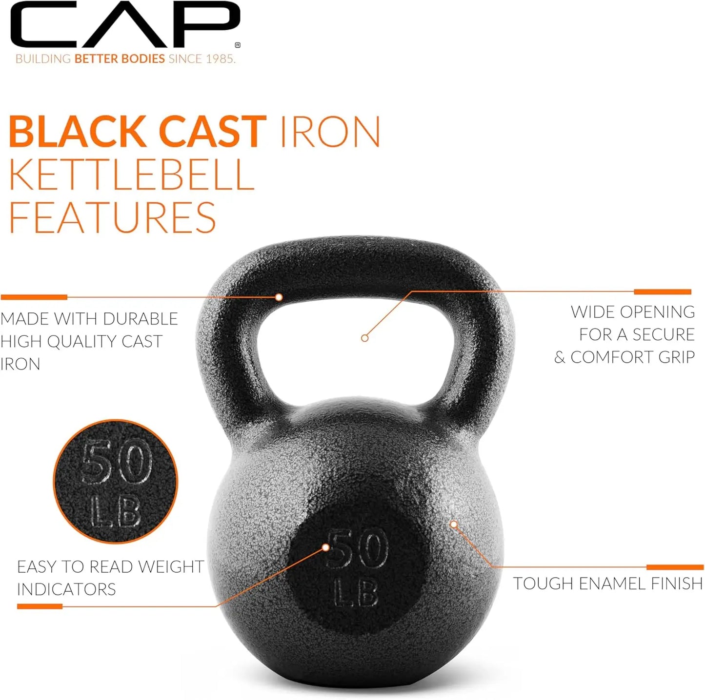 Kettlebell Single Black Cast Iron