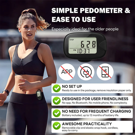 Electronic Pedometer Clip On Step Counter LCD Display