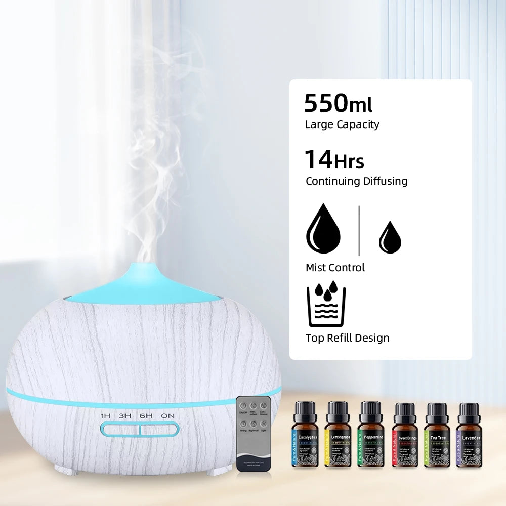 Essential Aroma 6 Oils, Diffuser Color LED