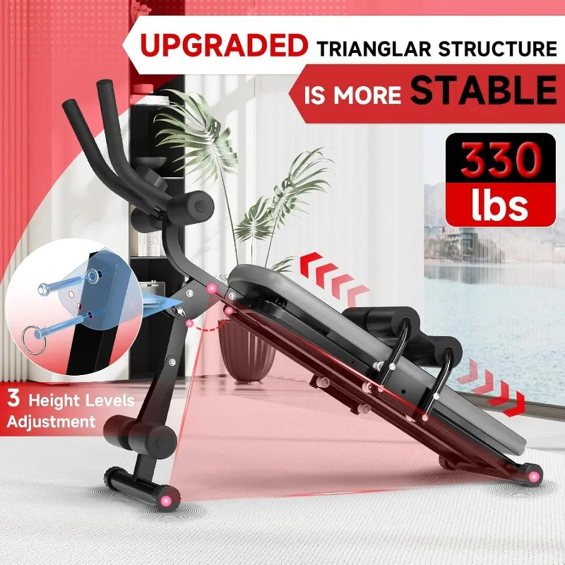 Bigzzia Ab Machine,Stomach Workout Foldable Abdominal Trainer for Home Gym Adjustable Ab Exercise Bench Crunch Machine