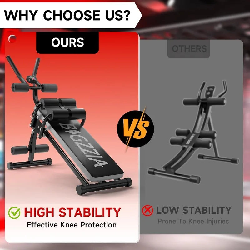 Bigzzia Ab Machine,Stomach Workout Foldable Abdominal Trainer for Home Gym Adjustable Ab Exercise Bench Crunch Machine