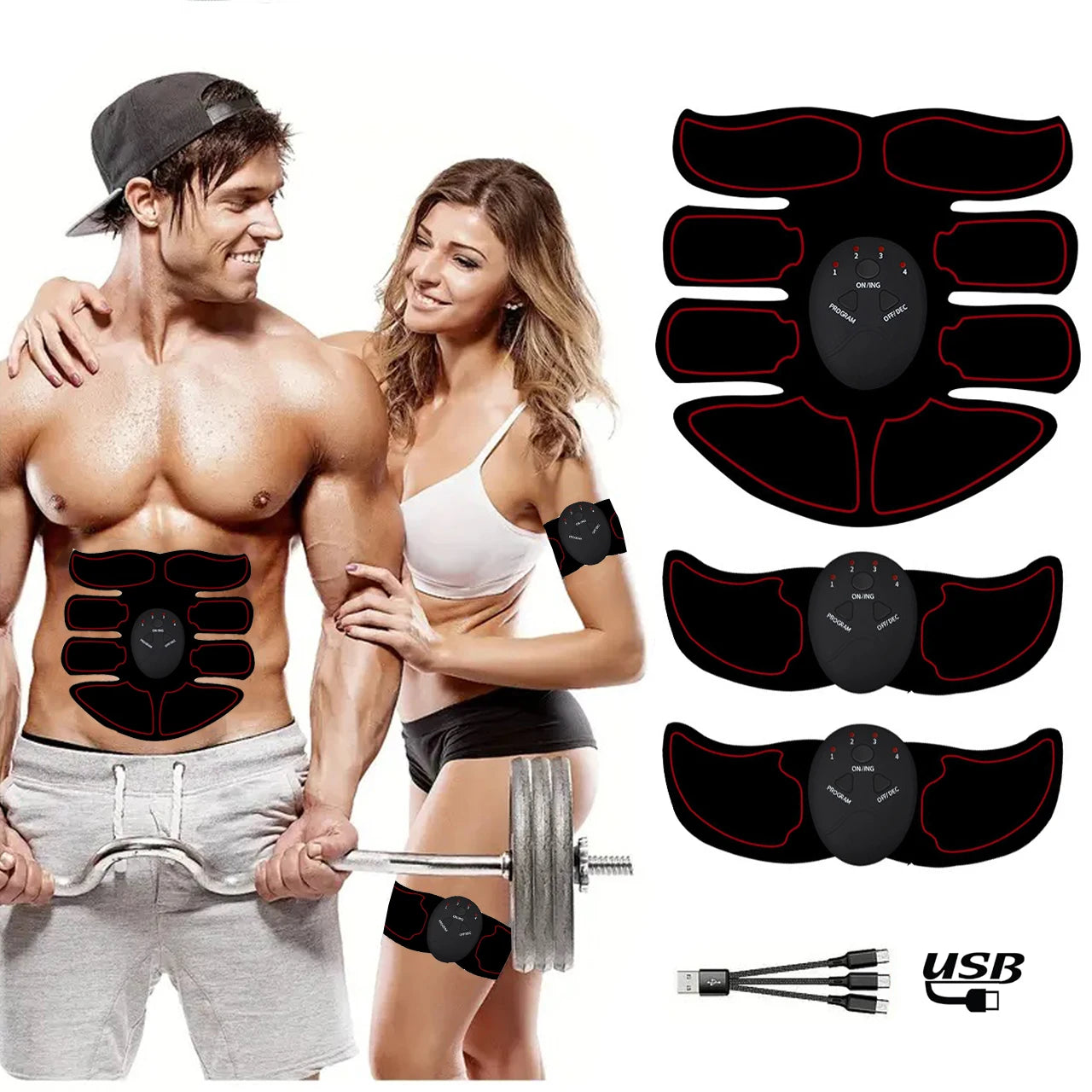 USB Rechargeable Abdominal Muscle Stimulator Training Belt