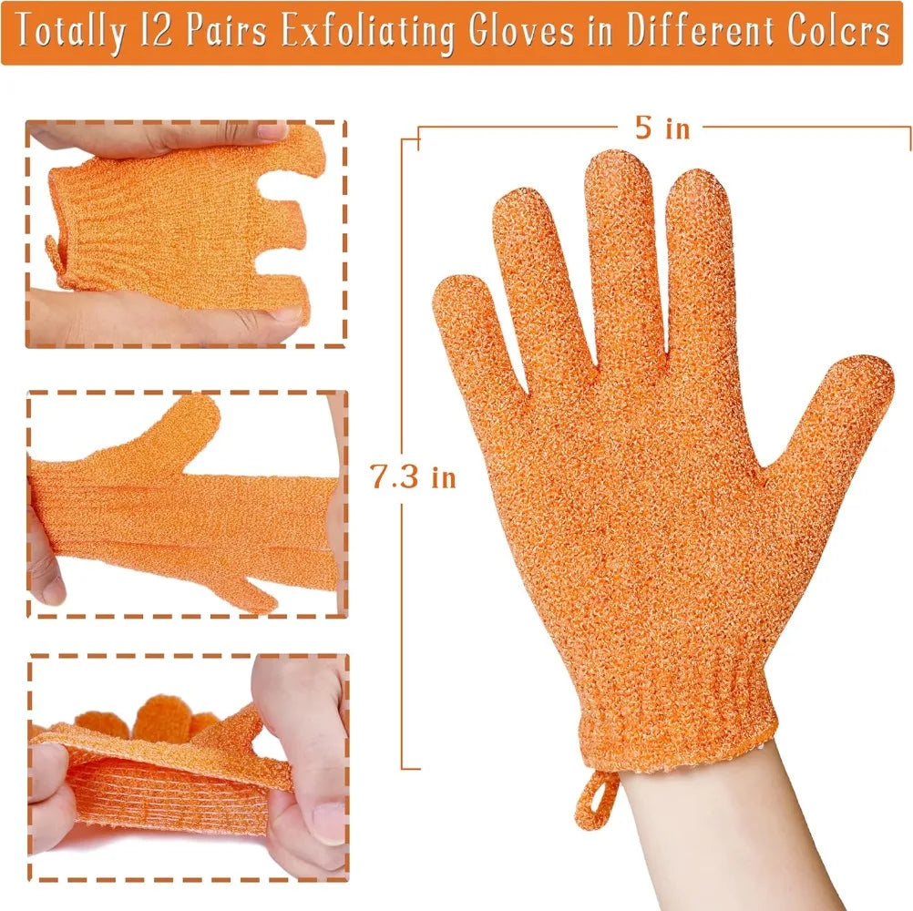Bath Gloves 24 Pieces 12 Colors