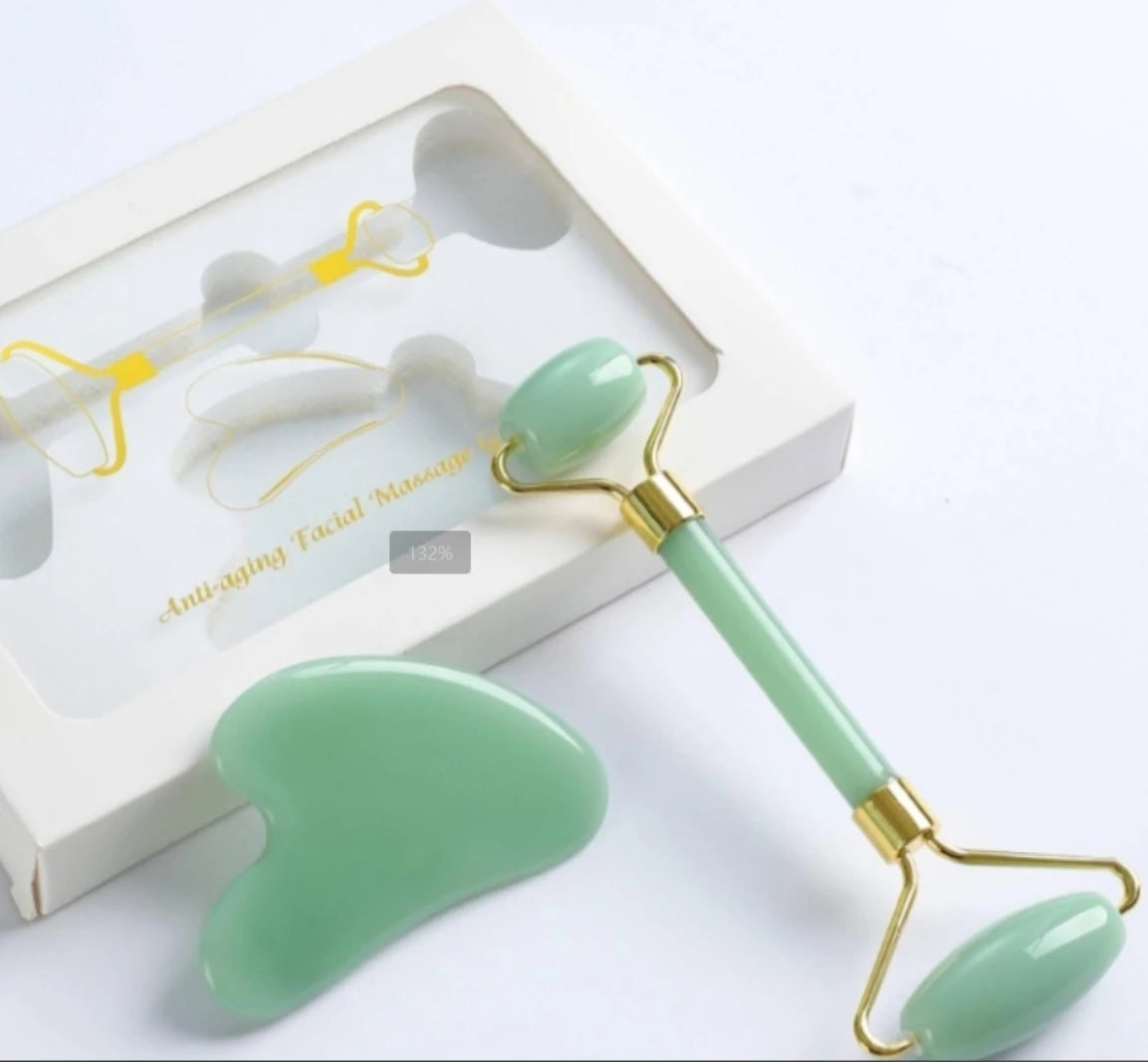Dual Head Tools Jade Roller & Gua Sha Set
