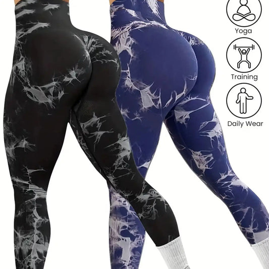 2pcs Tie-Dye Seamless, High Stretch, Comfort Fit