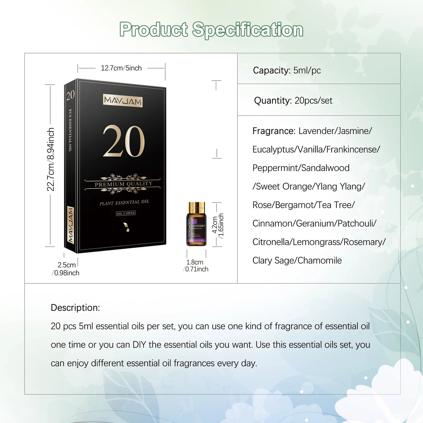 Essential Oils Kit 20 Bottles