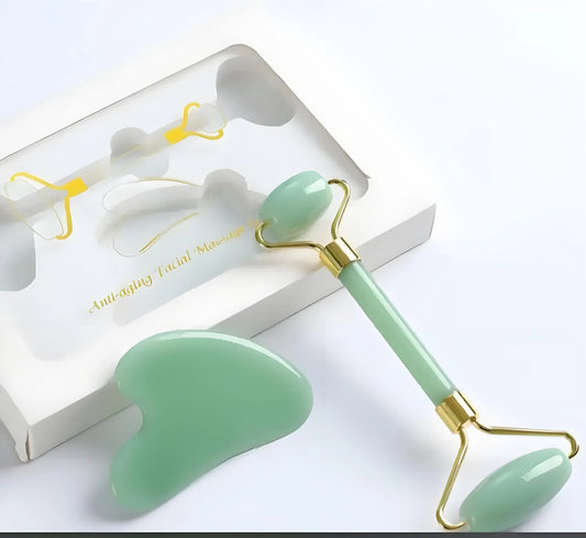 Dual Head Tools Jade Roller & Gua Sha Set