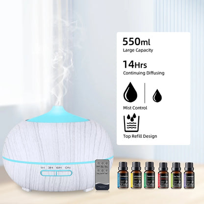 Essential Aroma 6 Oils, Diffuser Color LED
