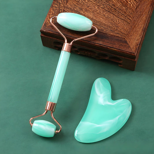 Dual Head Tools Jade Roller & Gua Sha Set