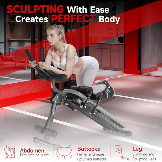 Bigzzia Ab Machine,Stomach Workout Foldable Abdominal Trainer for Home Gym Adjustable Ab Exercise Bench Crunch Machine