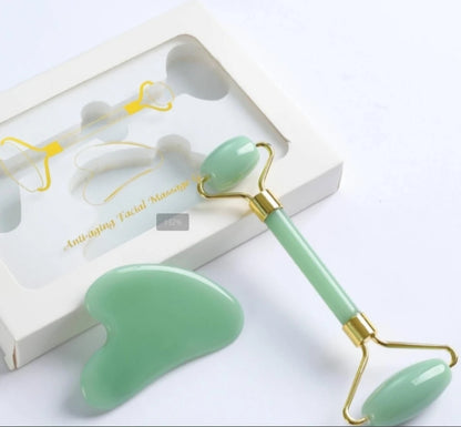 Dual Head Tools Jade Roller & Gua Sha Set
