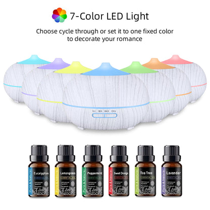 Essential Aroma 6 Oils, Diffuser Color LED