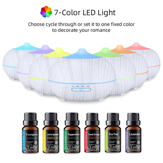 Essential Aroma 6 Oils, Diffuser Color LED
